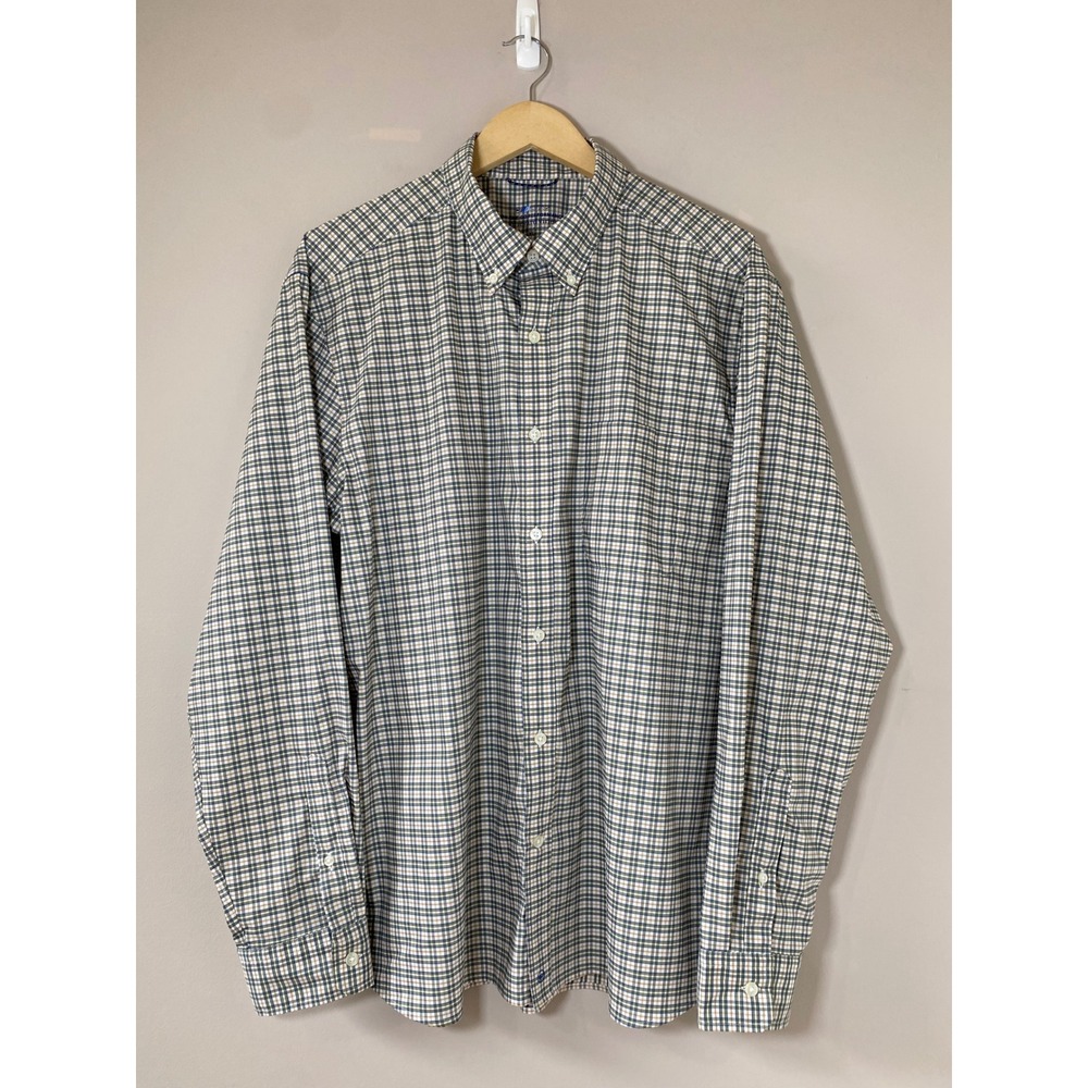 Vineyard Vines Mens XL On-The-Go Performance Plaid Shirt brrr Cooling Blue Green